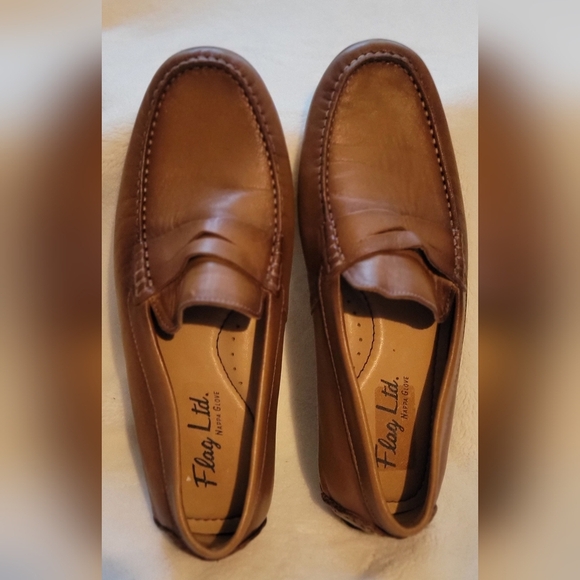 Flag Ltd Mens Brown Leather Slip-On Driver Loafers with Penny Keeper. Size 8 - Picture 6 of 9